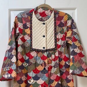 Vintage Gem- Quilted Patchwork Long Sleeve Jacket - Multicolor